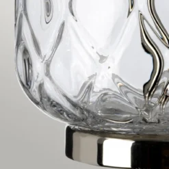 Elstead Sola Tischlampe Glas klar Schirm Titan Silber 51cm E27