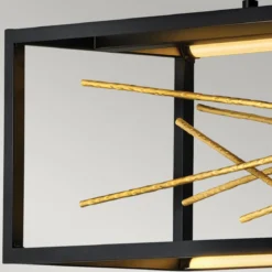 Elstead Styx LED Hängeleuchte rechteckig schwarz gold 3000K