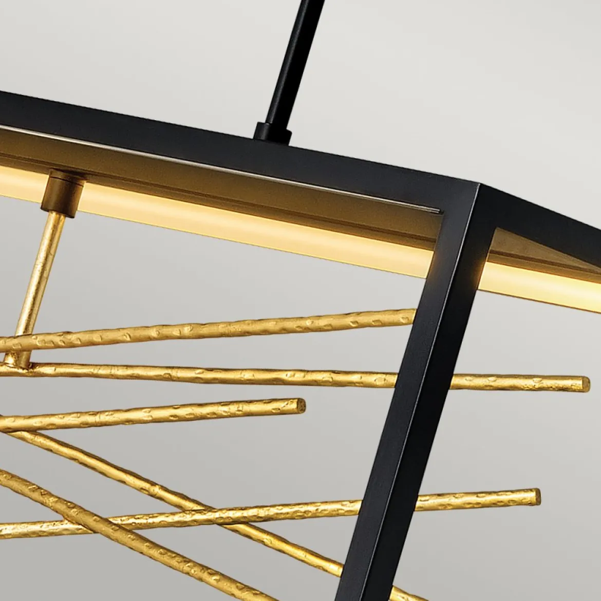 Elstead Styx LED Hängeleuchte rechteckig schwarz gold 3000K