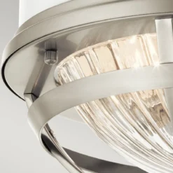 Elstead Tollis Deckenleuchte Nickel gebürstet weiß Glas klar 31cm