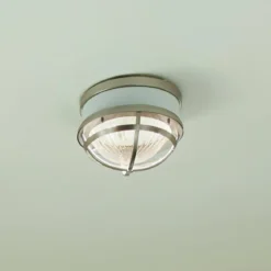 Elstead Tollis Deckenleuchte Nickel gebürstet weiß Glas klar 31cm