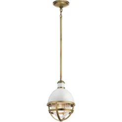 Elstead Tollis Small Pendelleuchte Messing weiß Glas klar