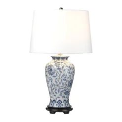 Elstead Ying 1 Light Tischleuchte blau weiss E27 65cm
