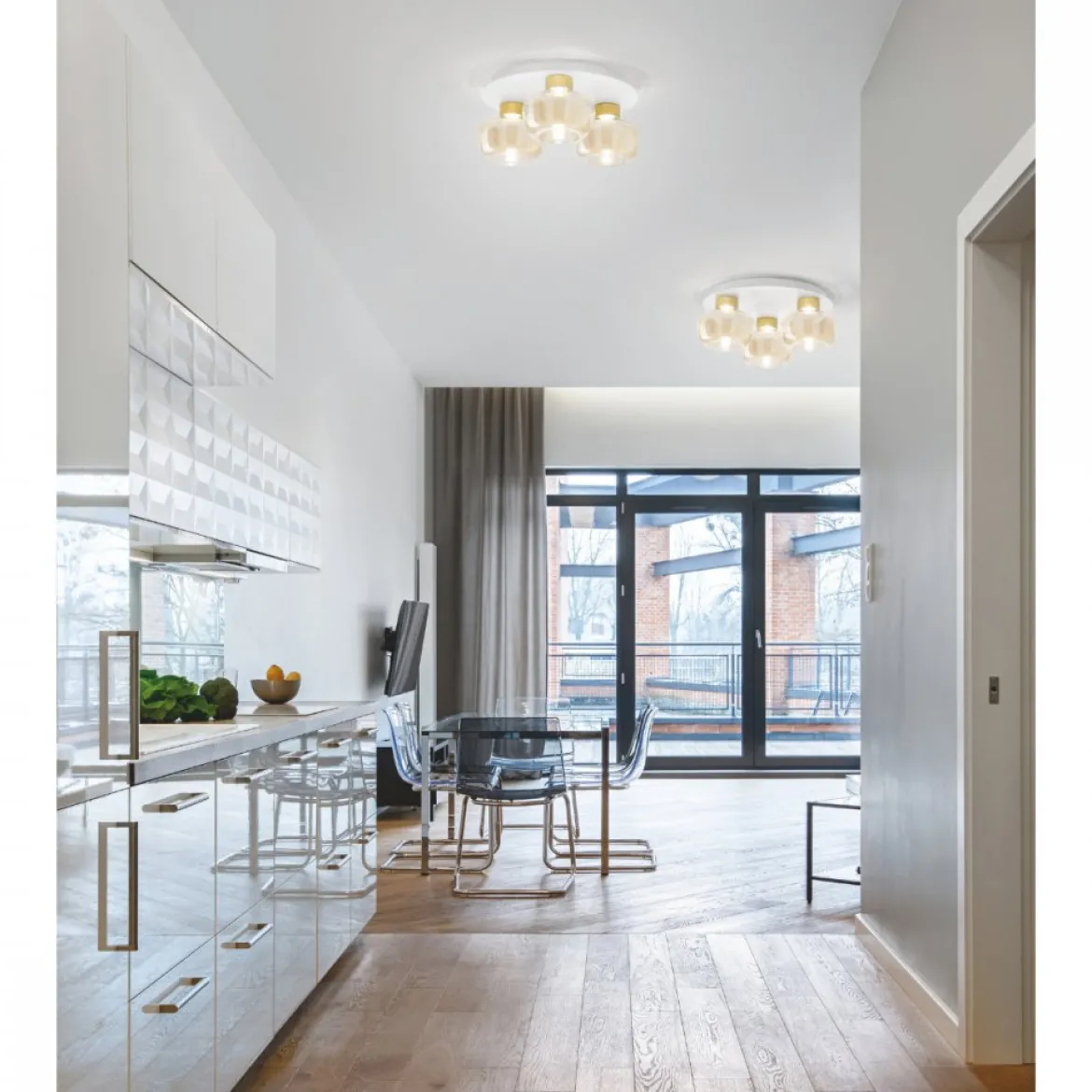 Fabas Luce 3767-65-365 LED Deckenleuchte Kino 3-flammig cognac