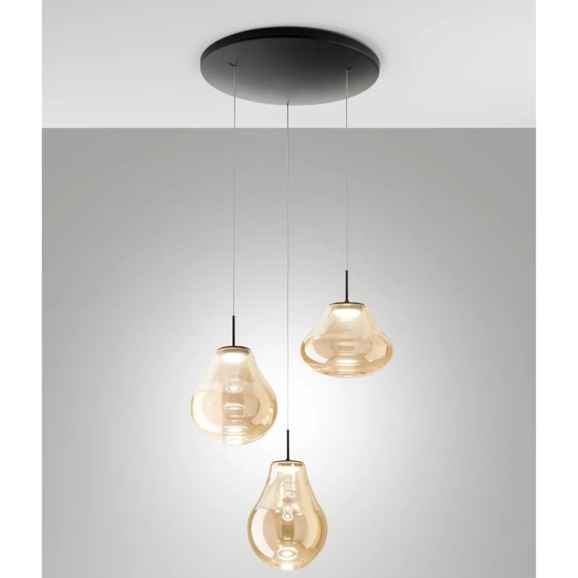 Fabas Luce 3774-47-125 LED Pendelleuchte Deva 3-flammig Amber dimmbar