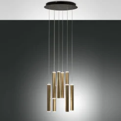 Fabas Luce 3685-47-209 LED Pendelleuchte Prado 8-flammig rund schwarz messing