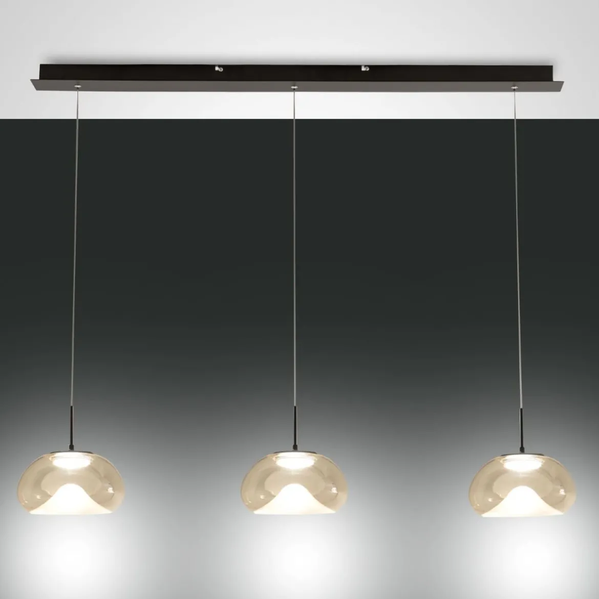 Fabas Luce 3755-48-365 LED Pendelleuchte Brena 3-flammig in Linie cognac 3 Step Dim