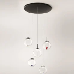Fabas Luce 3770-49-373 LED Pendelleuchte Ariel mit Figuren 5-flammig transparent 3 Step Dim