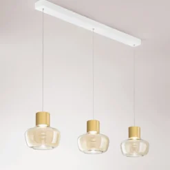 Fabas Luce 3767-48-365 LED Pendelleuchte Kino 3-flammig in Linie cognac