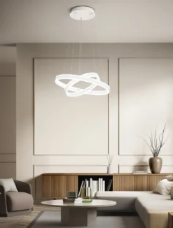 Fabas Luce 3743-45-102 LED Pendelleuchte Palau 2 Ringe weiss 3000K