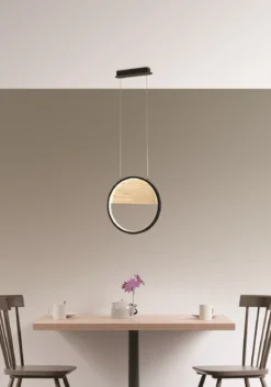 Fabas Luce 3695-40-101 LED Pendelleuchte Pierre 40cm schwarz holz