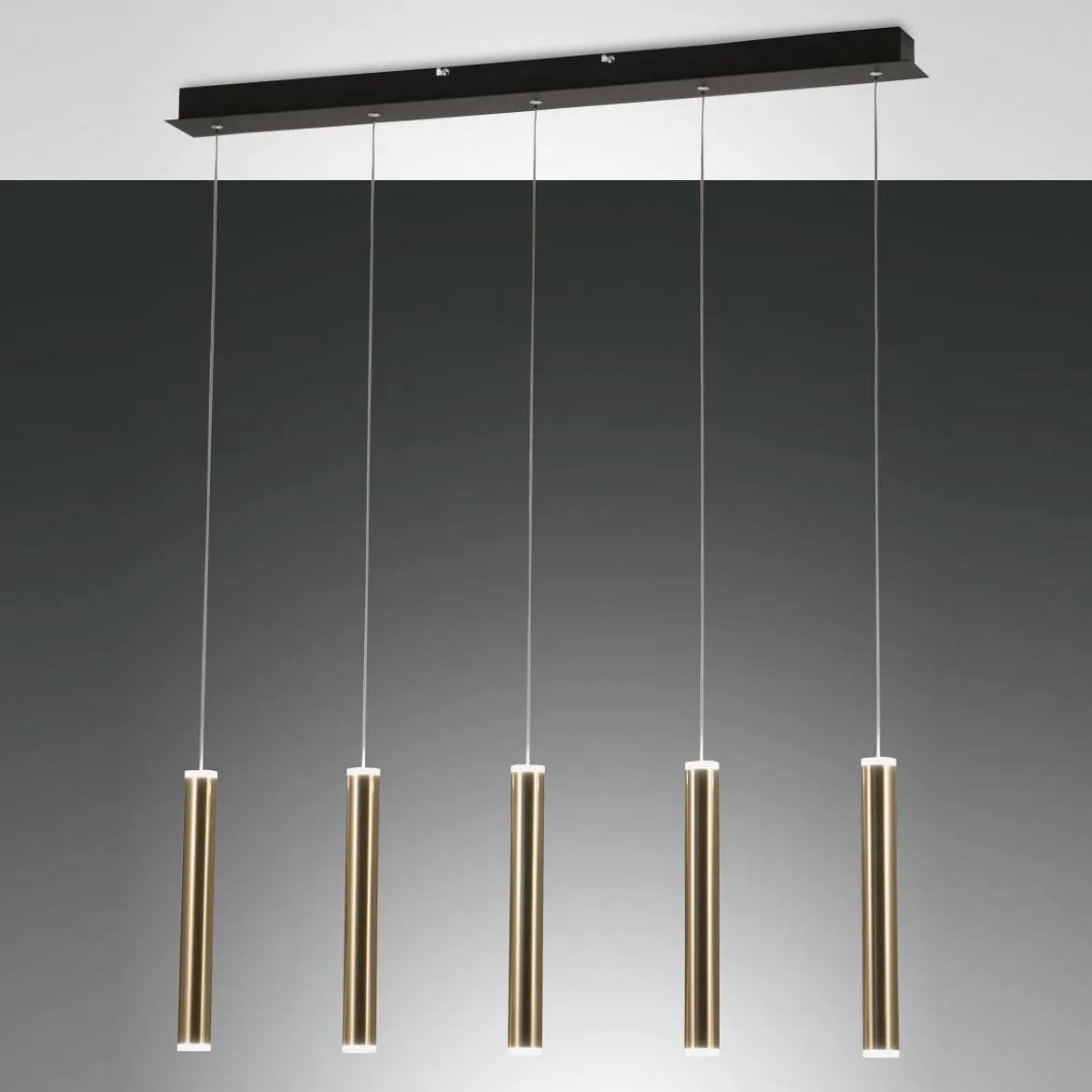 Fabas Luce 3685-48-209 LED Pendelleuchte Prado 5-flammig schwarz messing