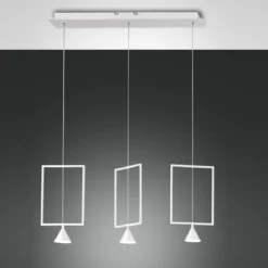 FABAS LUCE No. 3390-49-102 LED Pendelleuchte Sirio weiß 3-flammig eckig dimmbar