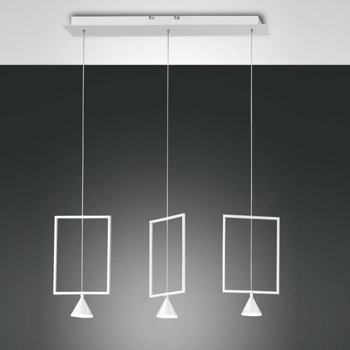 FABAS LUCE No. 3390-49-102 LED Pendelleuchte Sirio weiß 3-flammig eckig dimmbar