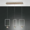 FABAS LUCE No. 3390-49-225 LED Pendelleuchte Sirio gold 3-flammig eckig dimmbar