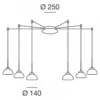 FABAS LUCE No. 3547-46-126 Pendelleuchte Arabella 6-flammig Grau Transparent mit Umlenker