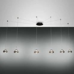 FABAS LUCE No. 3547-46-126 Pendelleuchte Arabella 6-flammig Grau Transparent mit Umlenker
