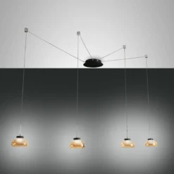 FABAS LUCE No. 3547-49-125 Pendelleuchte Arabella 4-flammig Amber mit Umlenker