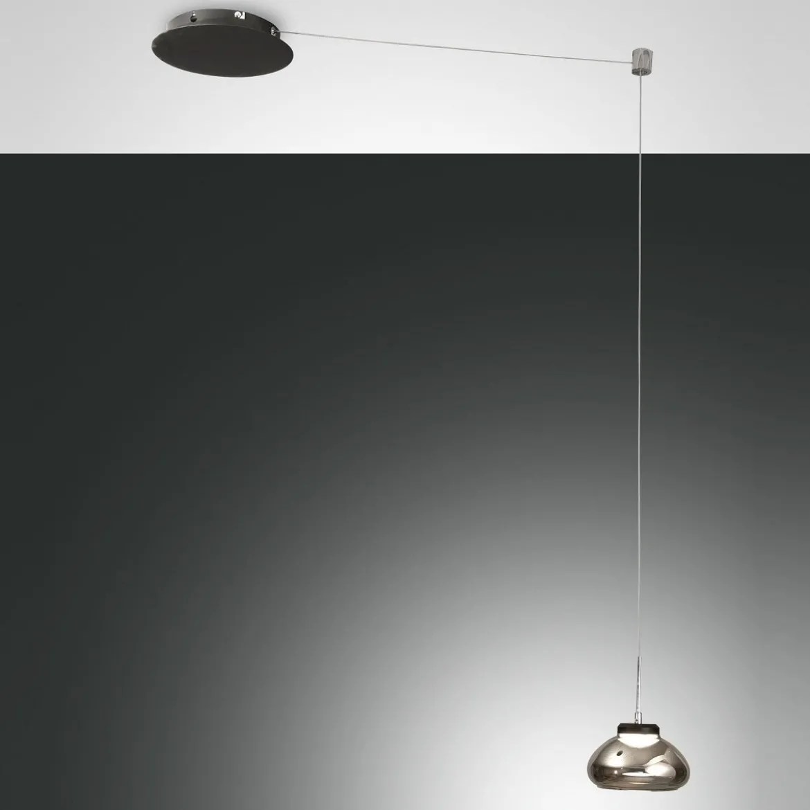 FABAS LUCE No. 3547-41-126 Pendelleuchte Arabella Grau Transparent 14 cm Umlenker