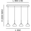 FABAS LUCE No. 3547-48-102 Pendelleuchte Arabella 4-flammig Weiß