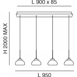 FABAS LUCE No. 3547-48-125 Pendelleuchte Arabella 4-flammig Amber