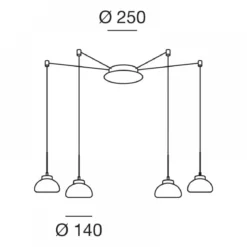 FABAS LUCE No. 3547-49-126 Pendelleuchte Arabella 4-flammig Grau Transparent mit Umlenker