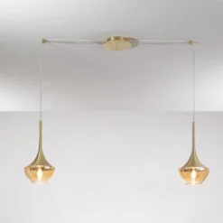 FABAS LUCE No. 3623-42-119 Pendelleuchte Apollo Messing satiniert 2-flammig E27