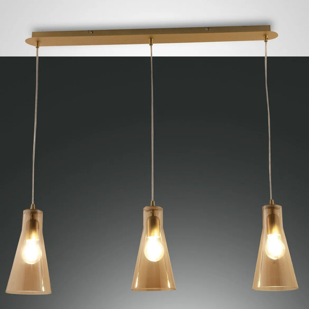 FABAS LUCE No. 3596-47-125 Pendelleuchte Dafne 3-flammig Amber E27