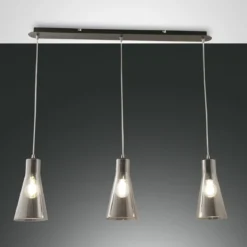 FABAS LUCE No. 3596-47-126 Pendelleuchte Dafne 3-flammig Grau transparent E27