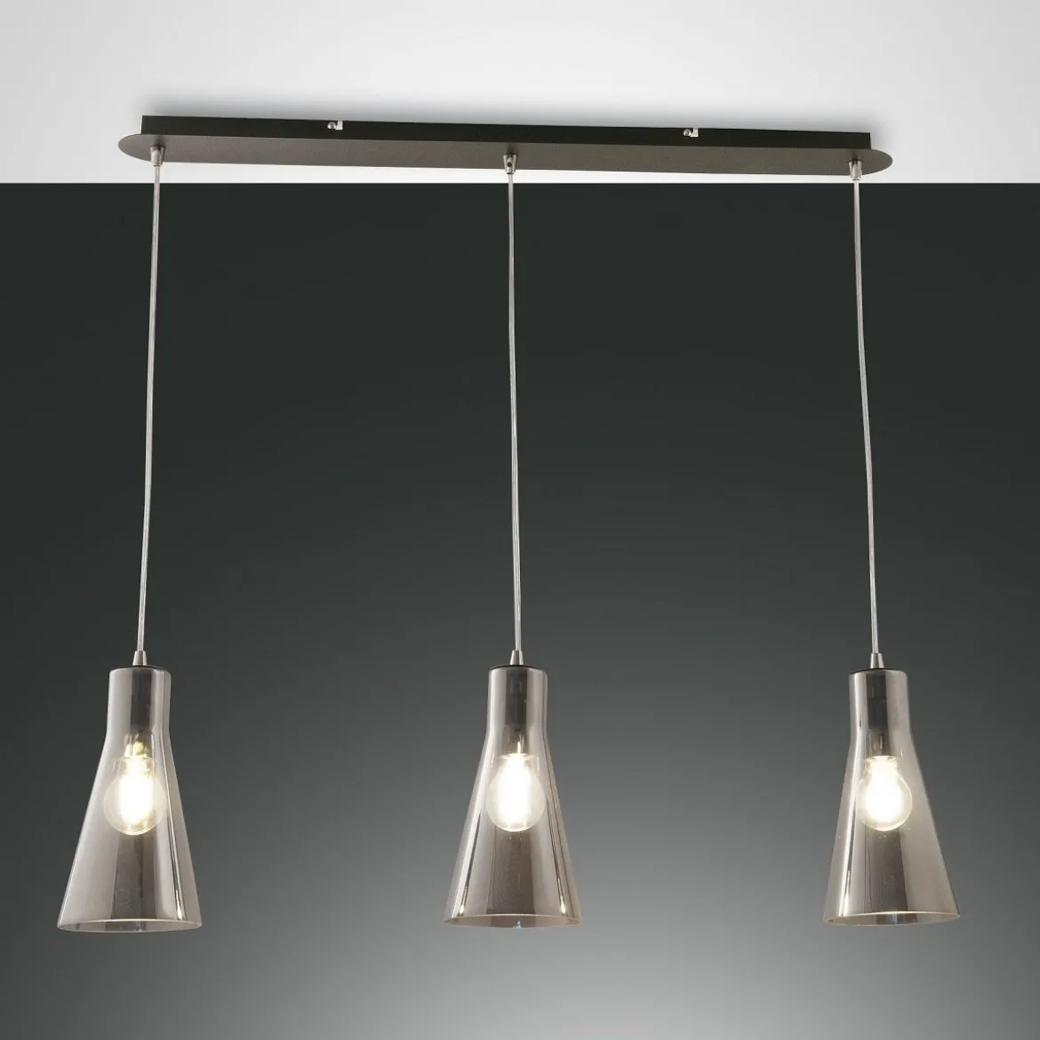 FABAS LUCE No. 3596-47-126 Pendelleuchte Dafne 3-flammig Grau transparent E27
