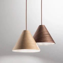 FABAS LUCE No. 3630-46-130 Pendelleuchte Esino 25cm 2-flammig Holz Walnussfarben