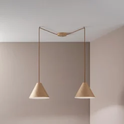 FABAS LUCE No. 3630-46-215 Pendelleuchte Esino 25cm 2-flammig Holz Eiche