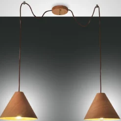 FABAS LUCE No. 3630-46-215 Pendelleuchte Esino 25cm 2-flammig Holz Eiche