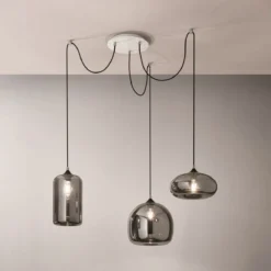 FABAS LUCE No. 3496-47-126 Pendelleuchte Fiona Rauchglas E27 3-flammig