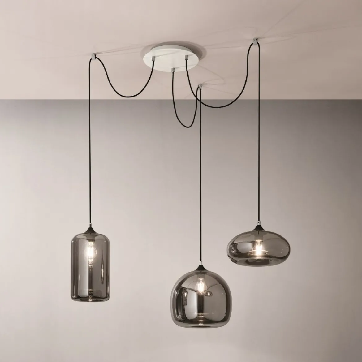FABAS LUCE No. 3496-47-126 Pendelleuchte Fiona Rauchglas E27 3-flammig