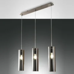 FABAS LUCE No. 3480-47-126 Pendelleuchte Sintesi Nickel satiniert Rauchglas