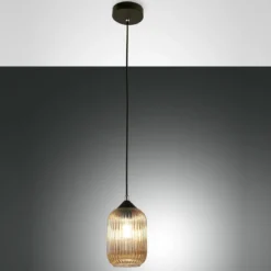 Fabas Luce 3585-40-125 Pendelleuchte Aston amber schwarz E27