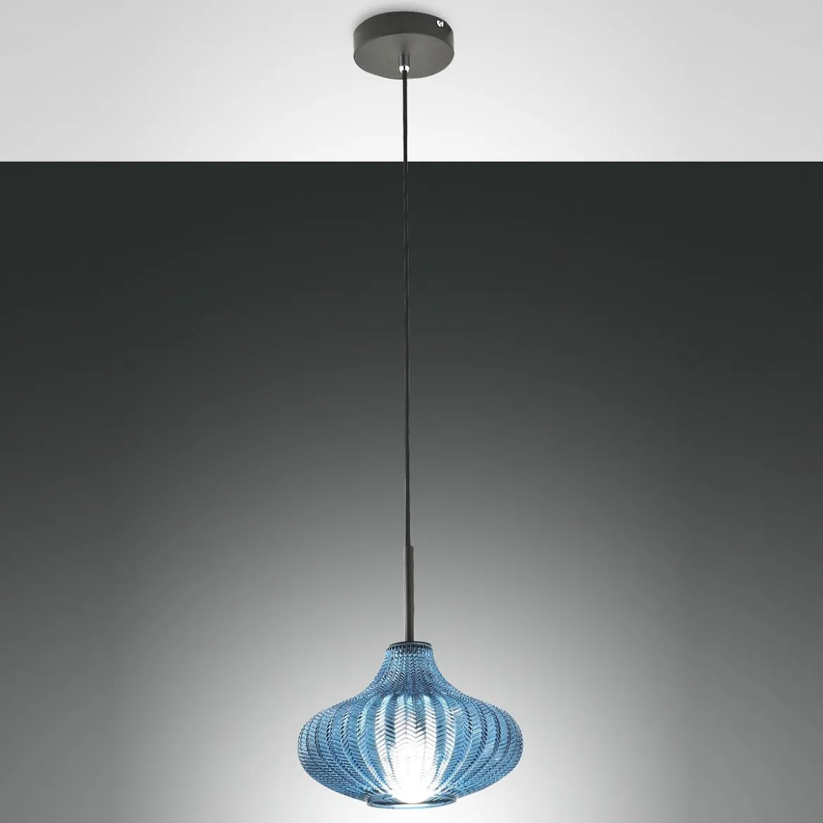 Fabas Luce 3723-40-244 Pendelleuchte Budelli azurblau 26cm E27
