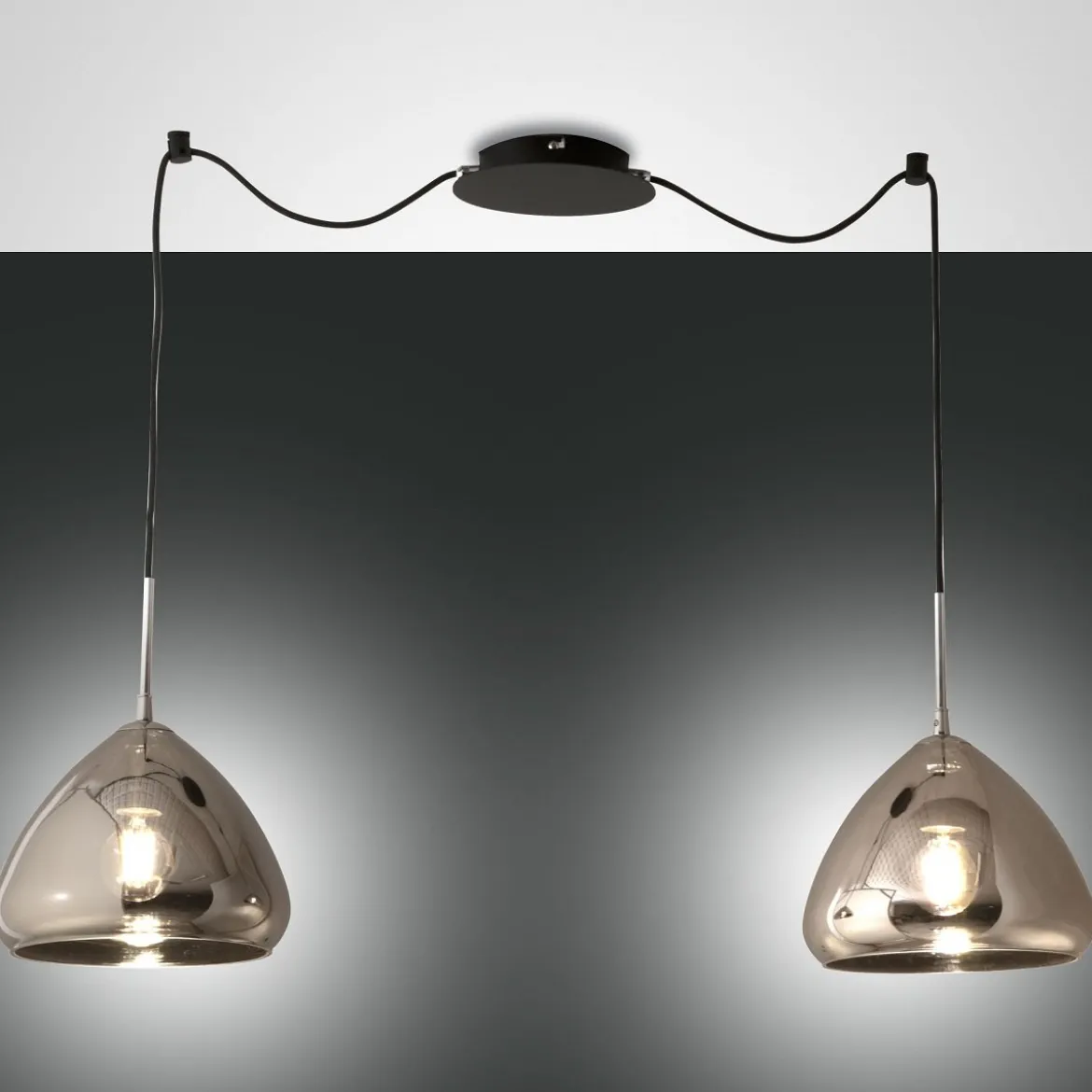 Fabas Luce 3667-42-138 Pendelleuchte Glow 2-flammig verchromt schwarz E27