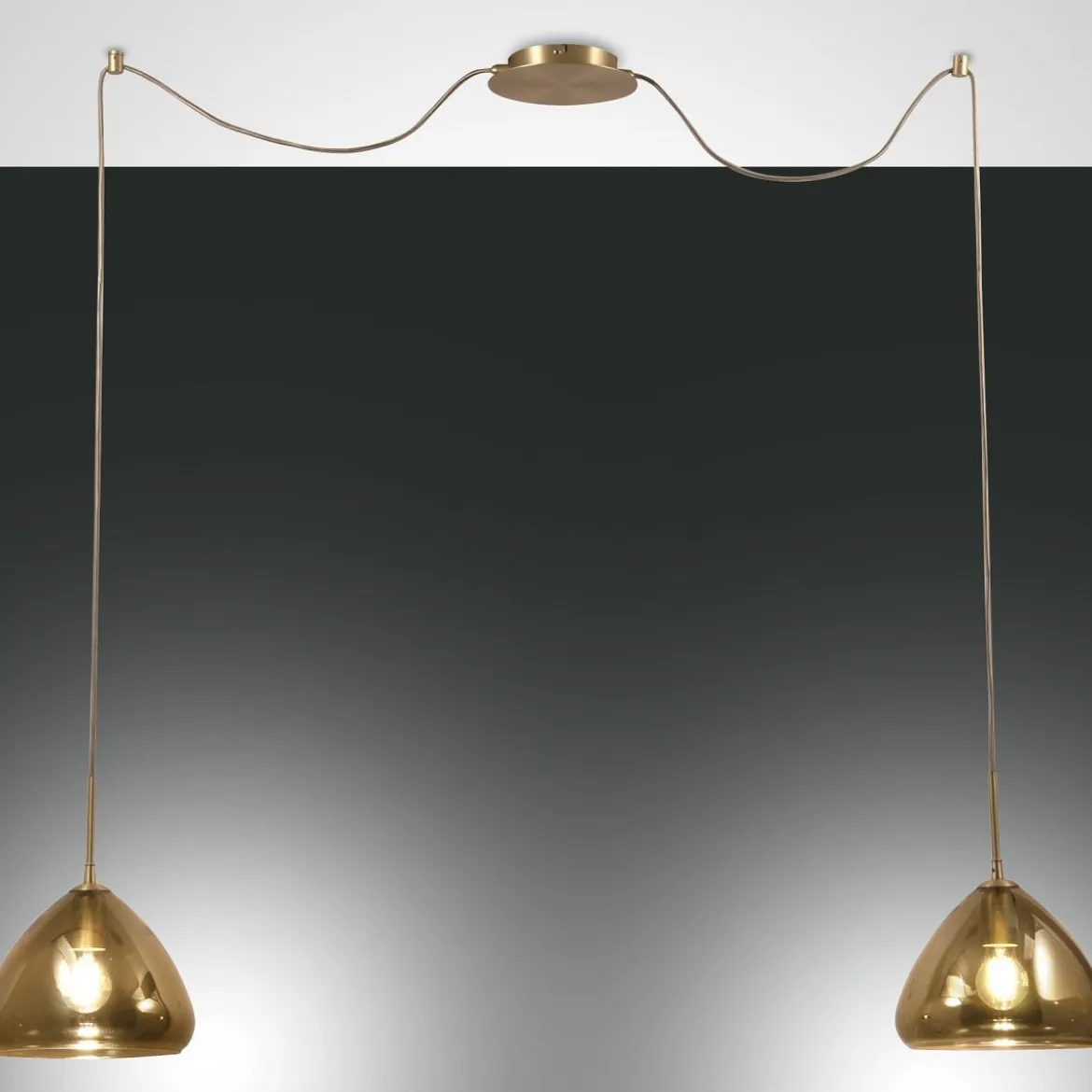 Fabas Luce 3667-42-118 Pendelleuchte Glow 2-flammig amber messing E27