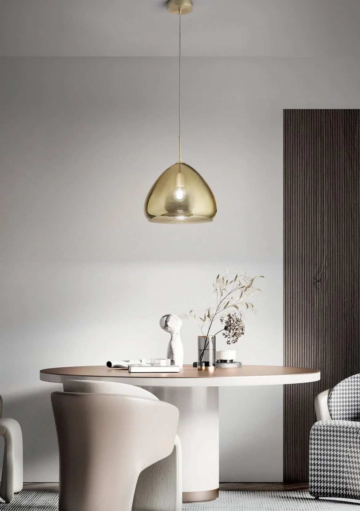 Fabas Luce 3667-45-118 Pendelleuchte Glow amber messing 35cm E27