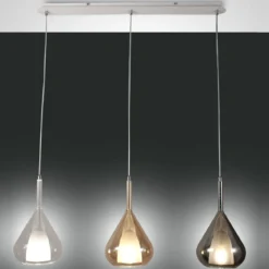 FABAS LUCE 3481-48-297 Pendelleuchte Lila 3-flammig amber grau transparent