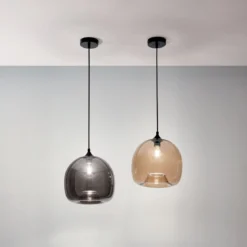 FABAS LUCE 3490-40-126 Pendelleuchte Maia Grau transparent 31cm