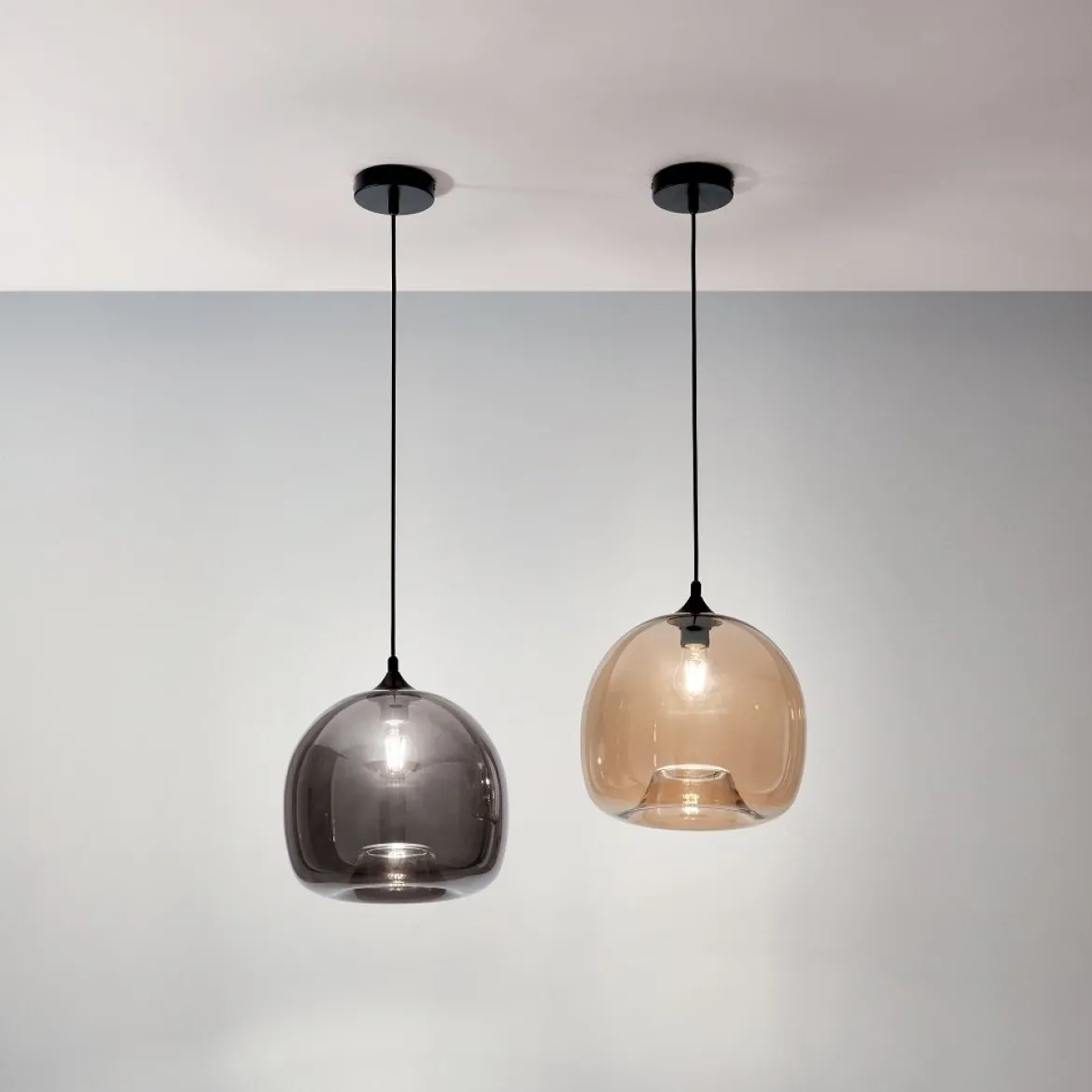 FABAS LUCE 3490-40-126 Pendelleuchte Maia Grau transparent 31cm