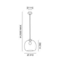 FABAS LUCE 3490-40-126 Pendelleuchte Maia Grau transparent 31cm