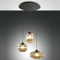 Fabas Luce 3662-47-125 Pendelleuchte Nordal 3-flammig amber schwarz E27