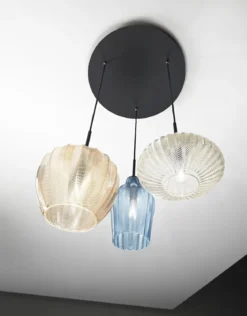 Fabas Luce 3725-47-363 Pendelleuchte Olbia 3-flammig champagner azurblau amber