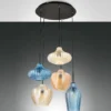 Fabas Luce 3725-49-363 Pendelleuchte Olbia 5-flammig amber azurblau champagner