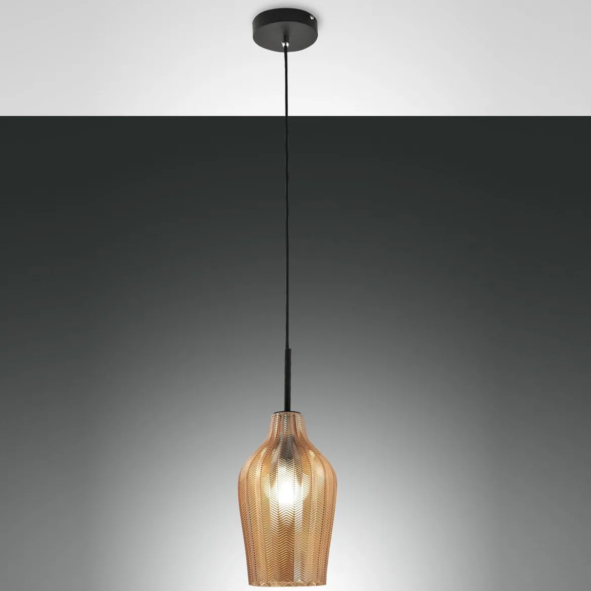 Fabas Luce 3724-40-125 Pendelleuchte Stintino amber schwarz 18cm E27