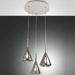 Fabas Luce 3582-47-126 Pendelleuchte Tris 3-flammig grau weiss E27